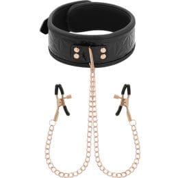 BEGME - BLACK EDITION COLLAR WITH NIPPLE CLAMPS WITH NEOPRENE LINING